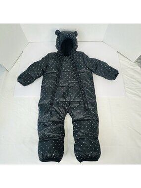 Baby Gap Black Hooded Snow Suit Size 12-18 Months NWOT Ears On The Hood Polkadot
